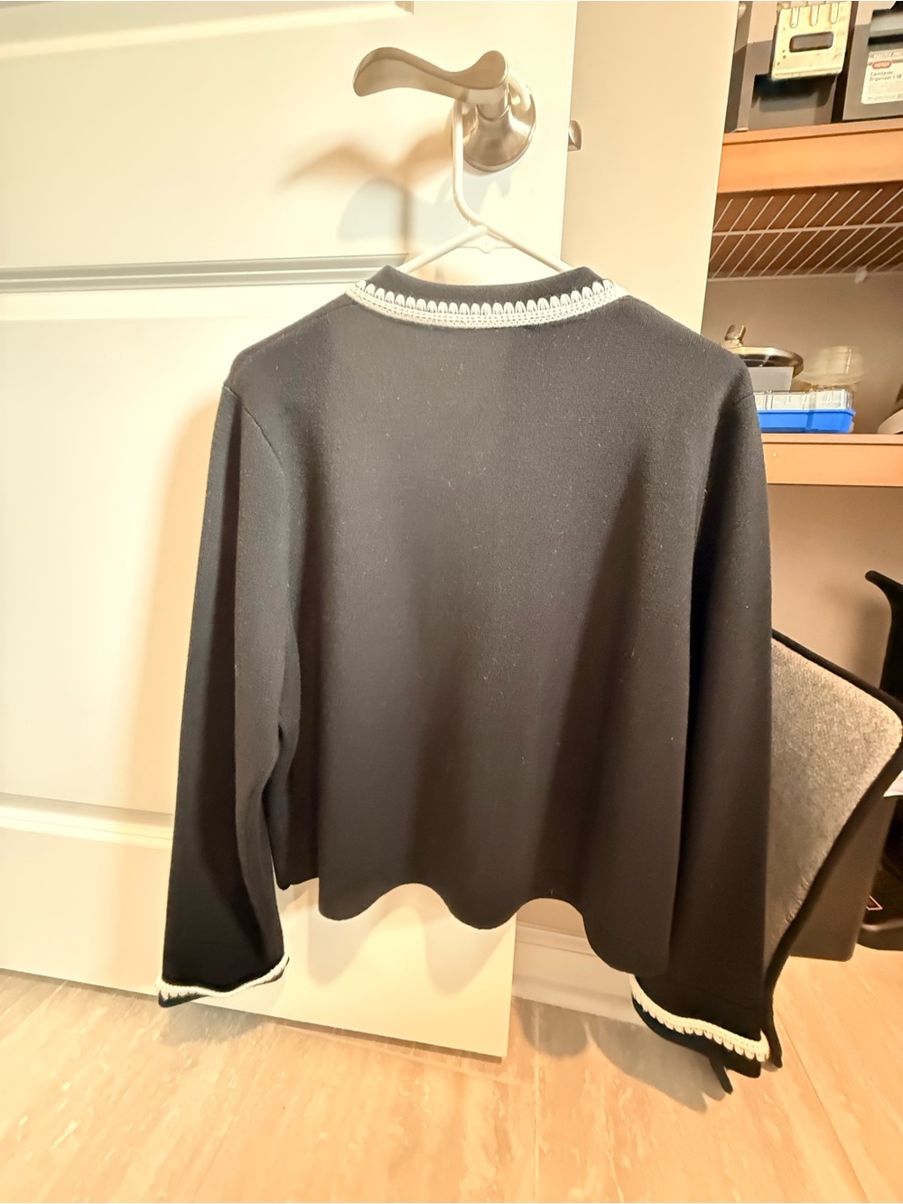 Sézane Betty Cardigan, Black with White Trim - Picture 2 of 3